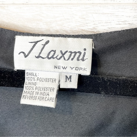 J LAXMI | Vintage 80’s Beaded Draped Sequin Sheer Black Blouse Top - Picture 6 of 9